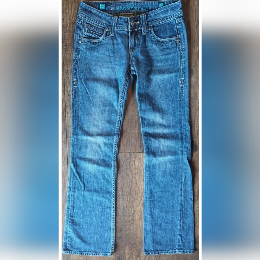 Sang Real Jeans By Miss Me Only The Chosen Denim Size 27 Medium Wash w/ Studs!.